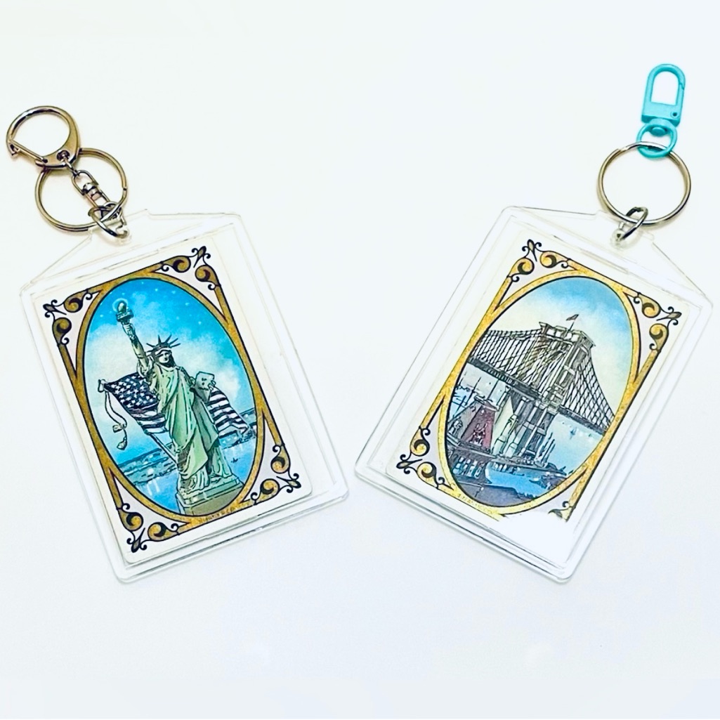 Vtg Tiffany & Co 2 Nyc Playing Cards Bag Charms Bklyn Bridge Lady Liberty W Coa